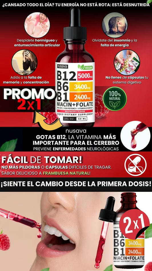 🔥PACK x 2🔥 LAS TRES -B- QUE TU CUERPO NECESITA: B12, B6 Y B1